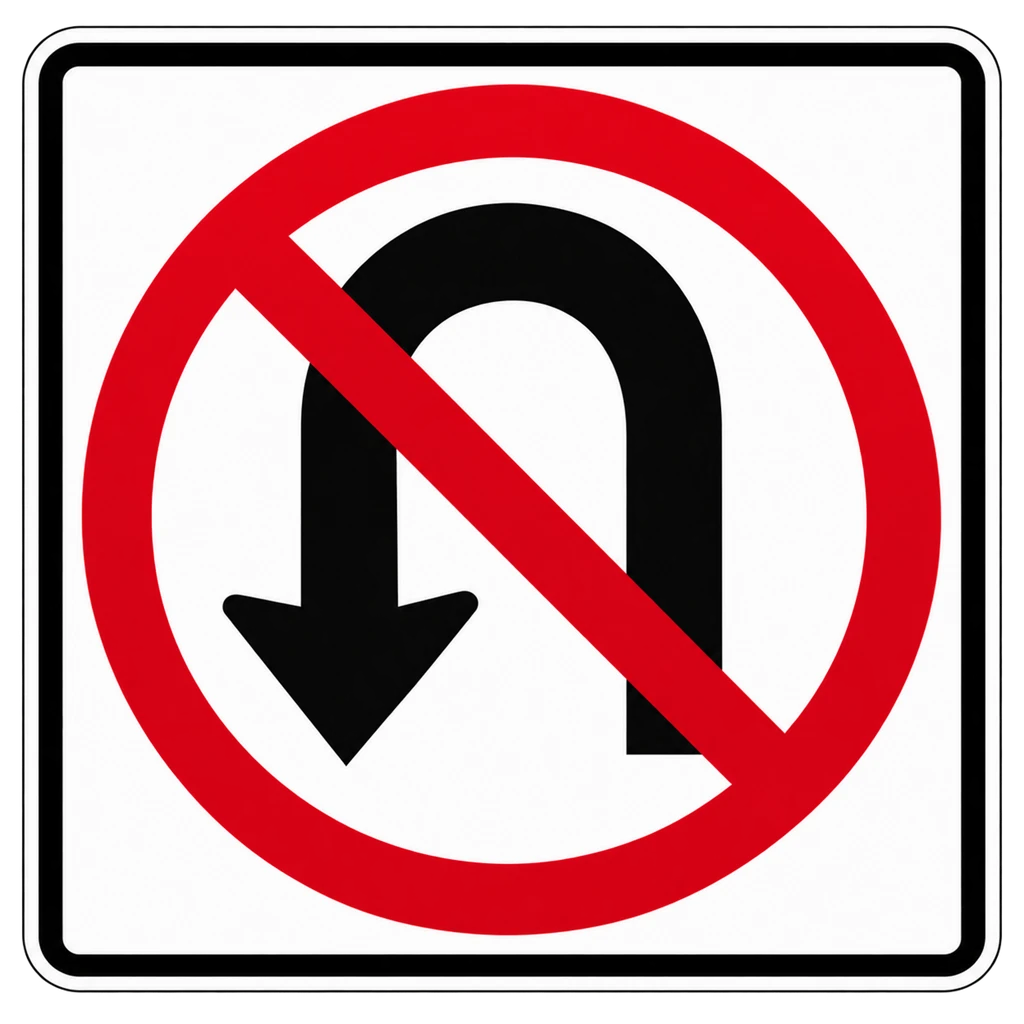 US no U-turn sign