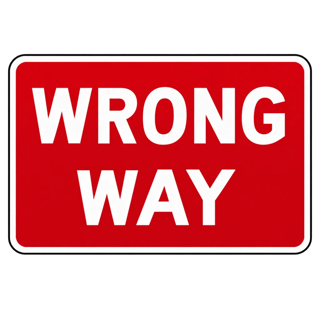 US WRONG WAY sign